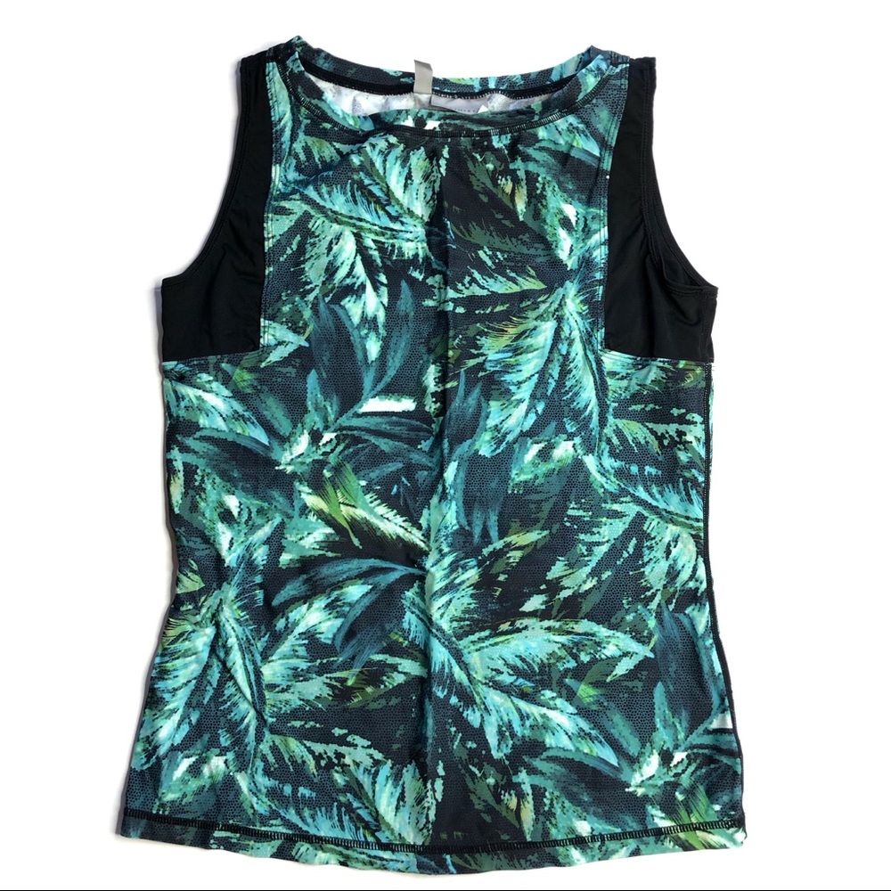 Athleta Napali Tank Rashguard Electric Jade Green Palm Leaf